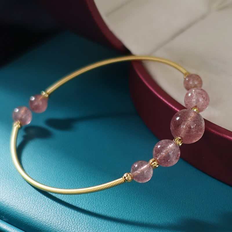 Fortune Jewel Natural Strawberry Quartz Love Healing Bracelet Bangle