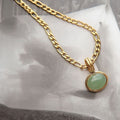 Fortune Jewel Oval Turquoise Strength Titanium Steel Necklace Pendant