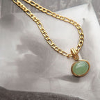 Fortune Jewel Oval Turquoise Strength Titanium Steel Necklace Pendant