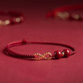 Fortune Jewel Cinnabar Blessing Red String Golden Infinity Symbol Bracelet Anklet
