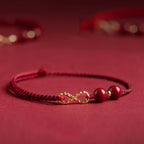 Fortune Jewel Cinnabar Blessing Red String Golden Infinity Symbol Bracelet Anklet