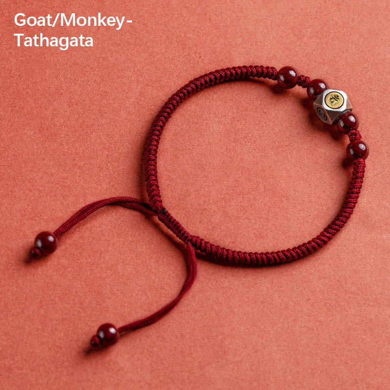Fortune Jewel 925 Sterling Silver Chinese Zodiac Natal Buddha Cinnabar Calm Bracelet