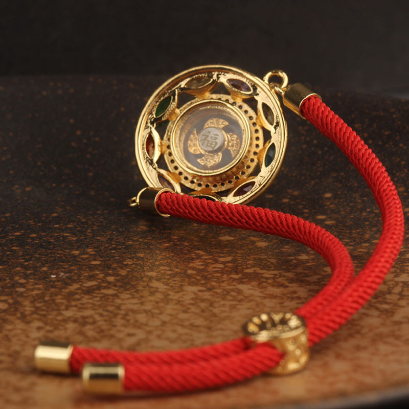 Fortune Jewel Colorful Zircon Copper Wealth Luck Rotation Bracelet Necklace Pendant