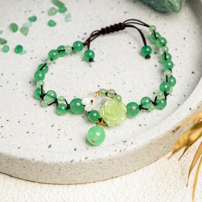 Fortune Jewel Financial Success Jade Braided Weave Prosperity Abundance Anklet
