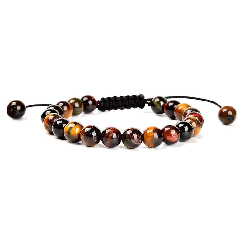 Fortune Jewel Natural Healing Power Gemstone Crystal Beads Unisex Adjustable Macrame Bracelet