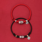 Fortune Jewel 925 Sterling Silver PiXiu Fu Character Wealth Luck Handmade Braided Bracelet