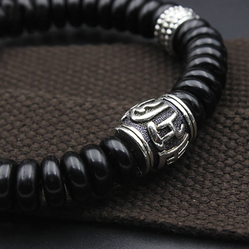 Fortune Jewel Natural Tibetan Coconut Shell Om Mani Padme Hum Positive Bracelet