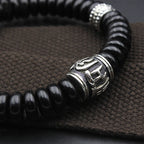 Fortune Jewel Natural Tibetan Coconut Shell Om Mani Padme Hum Positive Bracelet