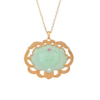 Fortune Jewel Natural Jade Lotus Harmony Necklace Pendant Fortune Jewel
