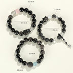 Fortune Jewel Natural Silver Sheen Obsidian Cat Head Fox Planet Protection Bracelet