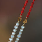 Fortune Jewel 14K Gold Plated Pearl Bead Luck Protection Braid Red String Bracelet