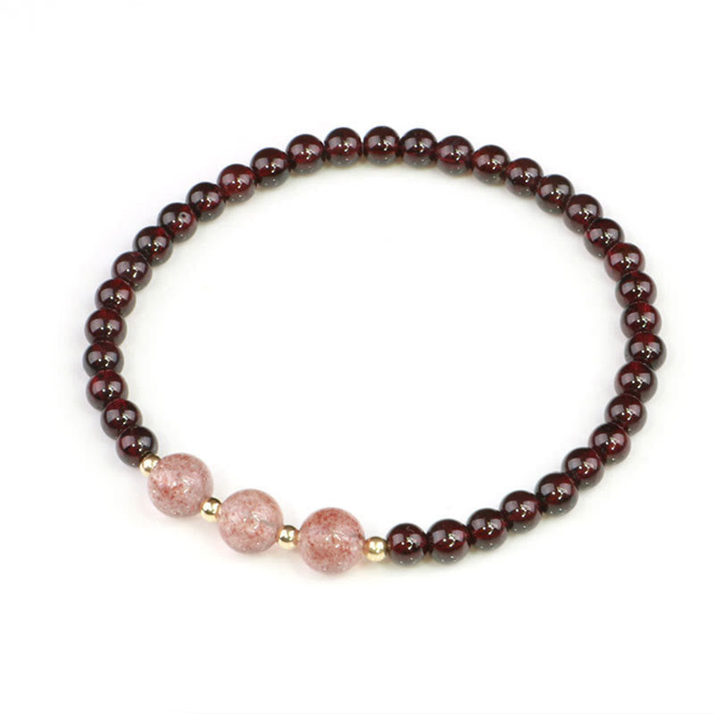 Fortune Jewel Natural Garnet Strawberry Quartz Calm Bracelet
