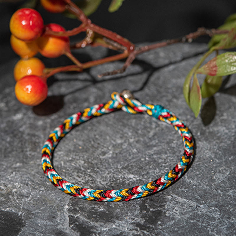 Fortune Jewel Tibet Handmade Five Color Thread Protection Braid String Bracelet