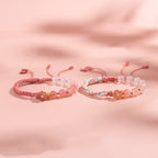Fortune Jewel Natural Gradient Agate Reincarnation Knot Peach Blossom Wealth Luck Handmade String Bracelet