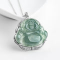 Fortune Jewel Laughing Buddha Natural Jade Luck Necklace Titanium Steel Chain Pendant Fortune Jewel