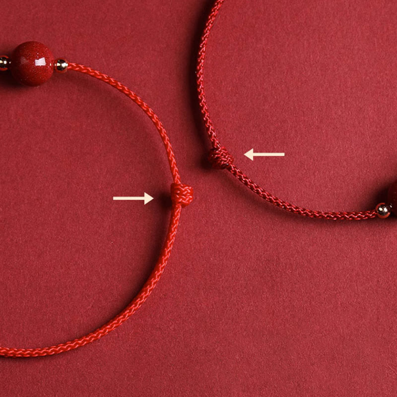 Fortune Jewel Natural Lucky Cinnabar Bead Blessing String Bracelet Anklet