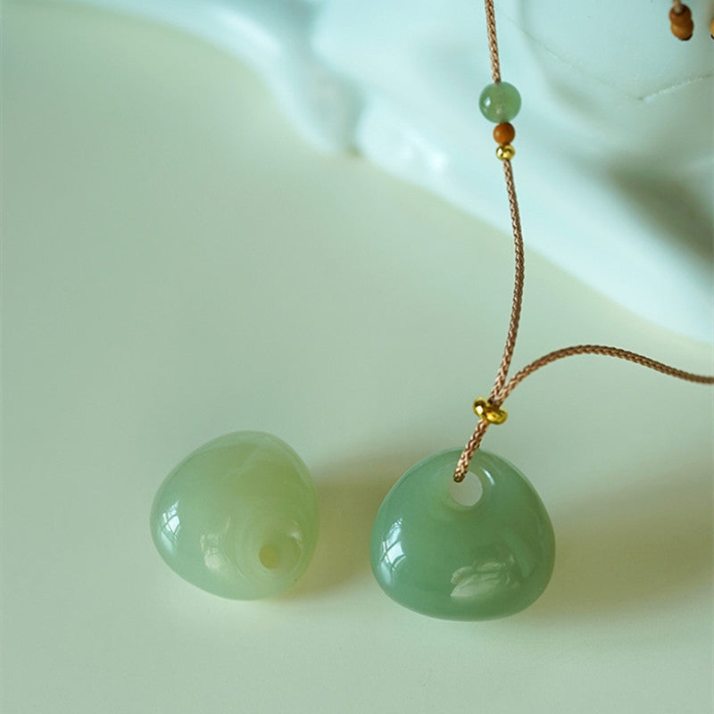 Fortune Jewel Natural Jade Luck Prosperity Necklace Pendant (Random Color)