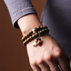 Fortune Jewel Green Sandalwood Bodhi Seed Lotus Soothing Double Wrap Bracelet