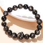 Fortune Jewel Natural Gold Sheen Obsidian Silver Sheen Obsidian Cute Cat Paw Claw Wealth Bracelet