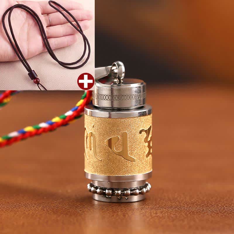 Fortune Jewel Tibet Om Mani Padme Hum Shurangama Mantra Titanium Steel Wisdom Amulet Necklace Pendant