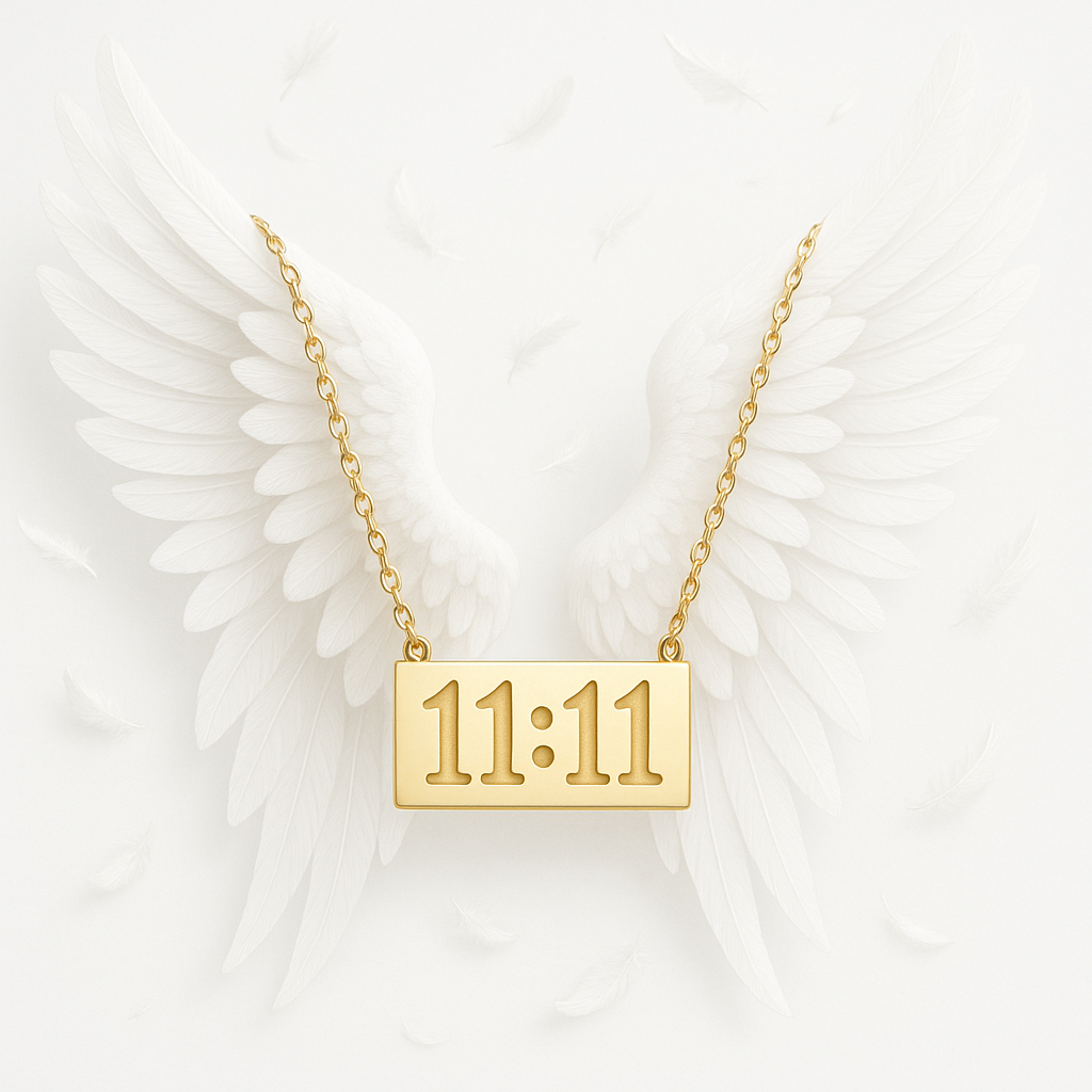 1111 Angel Number Sterling Silver Necklace 18K Clavicle Chain Necklace for Women
