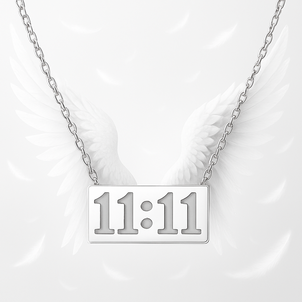 1111 Angel Number Sterling Silver Necklace 18K Clavicle Chain Necklace for Women