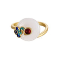 Auspicious Cloud White Jade Endless Luck Ring