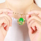 Auspicious Dragon & Phoenix Jade Gold Necklace