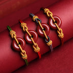Fortune Jewel Handmade Cinnabar Peace Buckle Blessing Braided Rope Bracelet