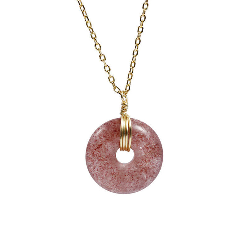 Fortune Jewel 925 Sterling Silver Strawberry Quartz Healing Positive Necklace