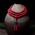 Fortune Jewel 108 Mala Beads Cinnabar Om Mani Padme Hum Pattern Engraved Blessing Bracelet