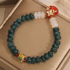 Fortune Jewel Jade White Agate Red Agate Peace Buckle Abacus Beads Luck Bracelet