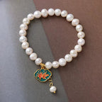 Fortune Jewel Natural Pearl Lotus Koi Fish Goldfish Optimism Charm Bracelet