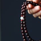 Fortune Jewel Tibetan Small Leaf Red Sandalwood Lotus Mala Balance Bracelet