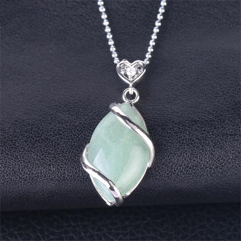 Fortune Jewel Marquise Pattern Natural Crystal Stone Charm Necklace Pendant