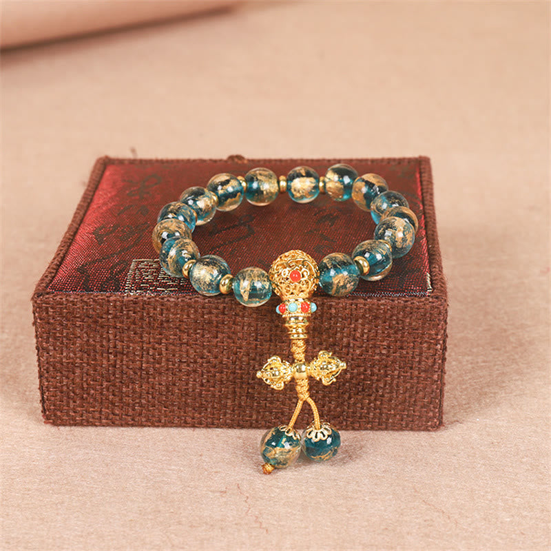 Fortune Jewel Tibetan Gold Swallowing Beast Family Dorje Vajra Strength Bead Bracelet