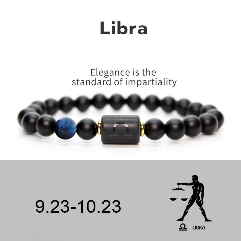 Fortune Jewel 12  Constellations of the Zodiac Black Onyx Adjustable Bracelet