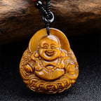 Fortune Jewel Tiger's Eye Laughing Buddha Blessing Necklace