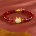 Women’s S925 Silver Red Agate Lucky Horse Bracelet, Retro Chinese Zodiac Year Jewelry