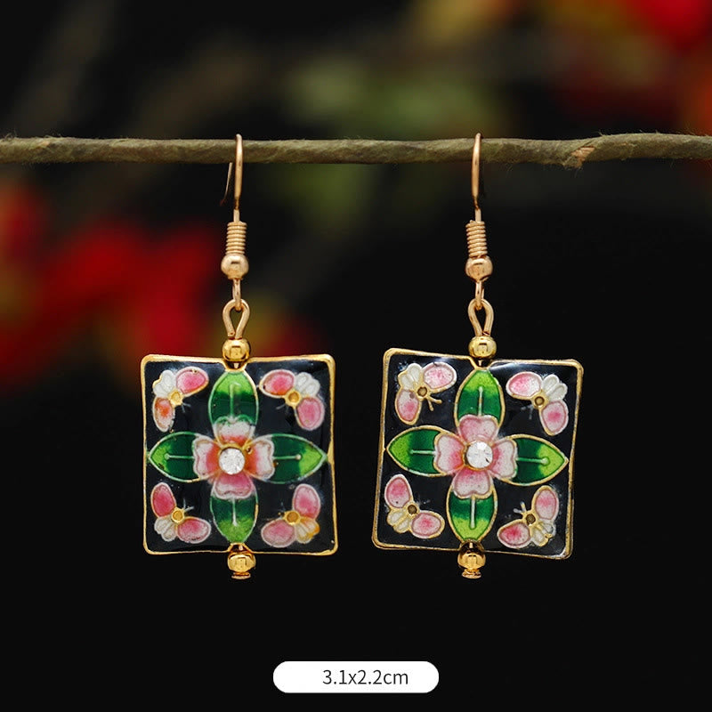 Fortune Jewel Lotus Butterfly Flower Alloy Copper Enlightenment Drop Earrings