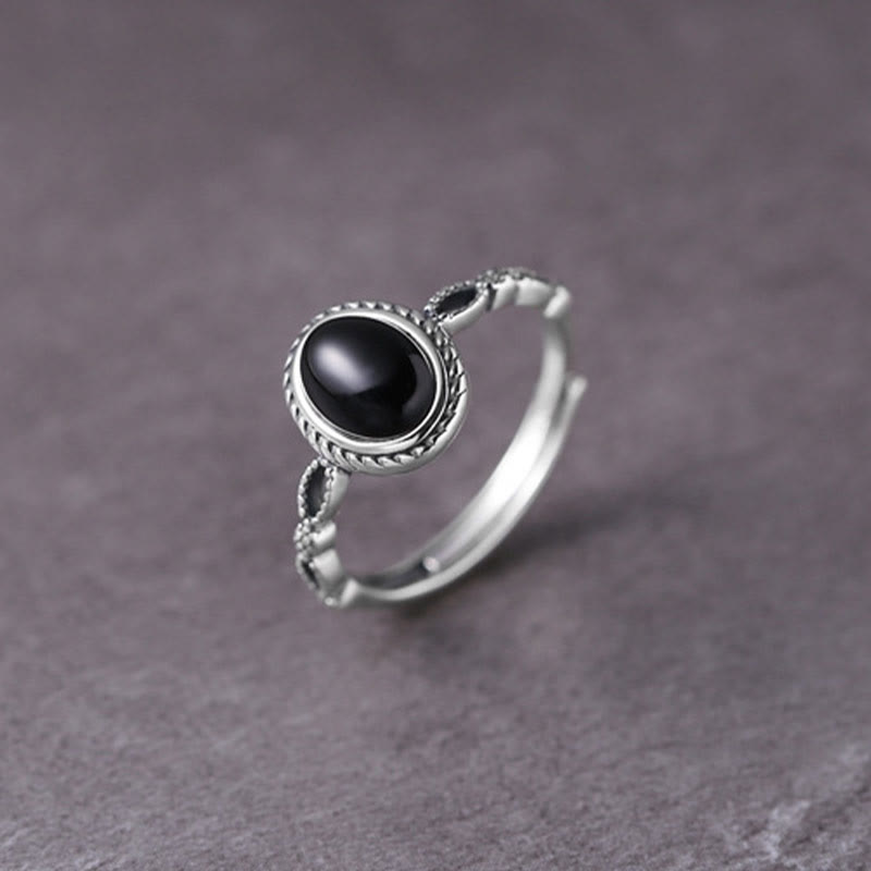 Fortune Jewel 925 Sterling Silver Black Onyx Fortune Ring