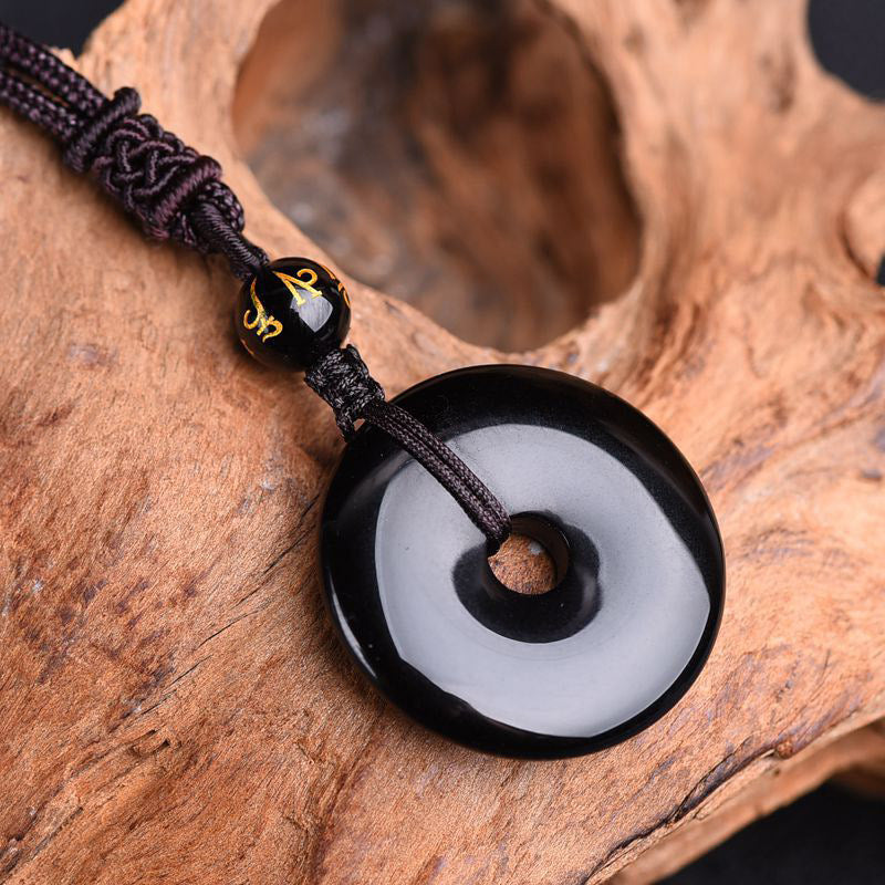 Fortune Jewel Tibetan Obsidian Protection Necklace