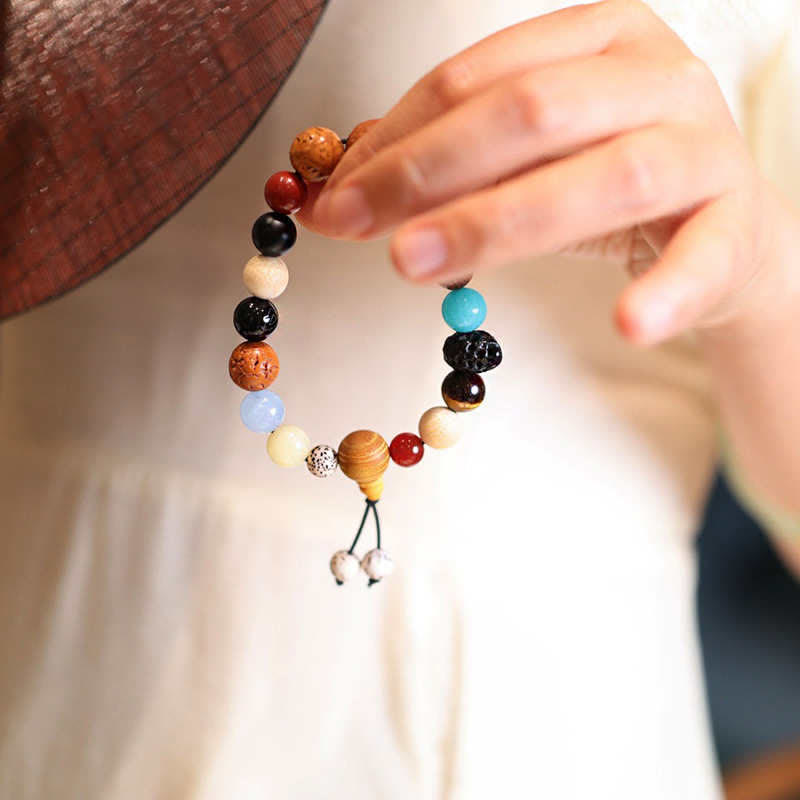 Fortune Jewel Bodhi Seed Agate Wisdom Harmony Wrist Mala Bracelet