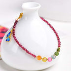 Fortune Jewel Garnet Tourmaline Butterfly Protection Bracelet Anklet