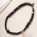 Fortune Jewel Tibet Ebony Wood Square Beads Peace Double Wrap Bracelet
