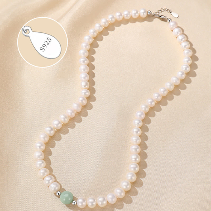 Fortune Jewel 925 Sterling Silver Natural Pearl Jade Healing Necklace Bracelet Earrings With Gift Box