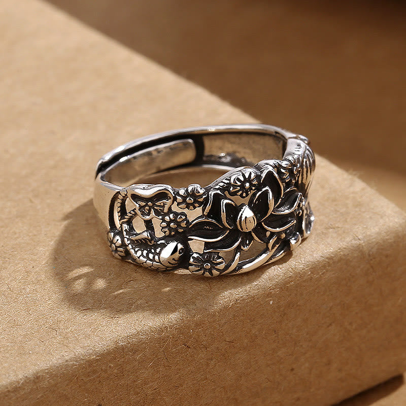 Fortune Jewel Lotus Symbol Koi Fish Enlightenment Ring Fortune Jewel