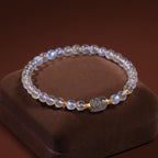 Fortune Jewel 925 Sterling Silver Plated Gold Natural Moonstone PiXiu Healing Bracelet