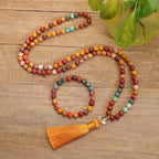 Fortune Jewel 108 Mala Beads Mookaite Emotional Growth Bracelet Tassel Necklace Pendant