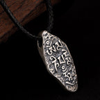 Fortune Jewel Tibetan 925 Sterling Silver Om Mani Padme Hum Dorje Vajra Engraved Strength Necklace Pendant